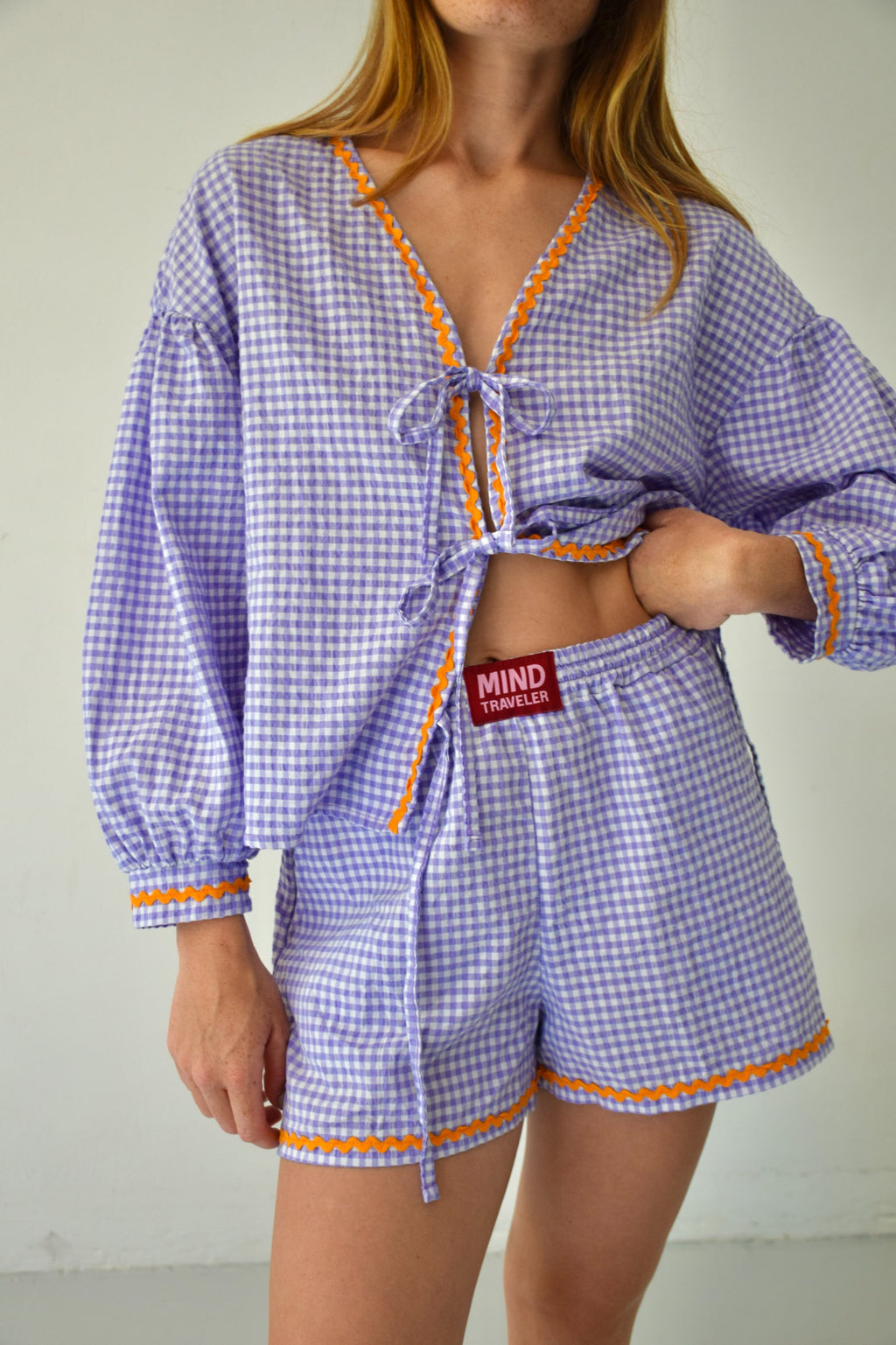 Marta Gingham Lavender Blouse
