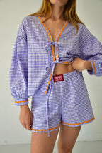 Marta Gingham Lavender Blouse