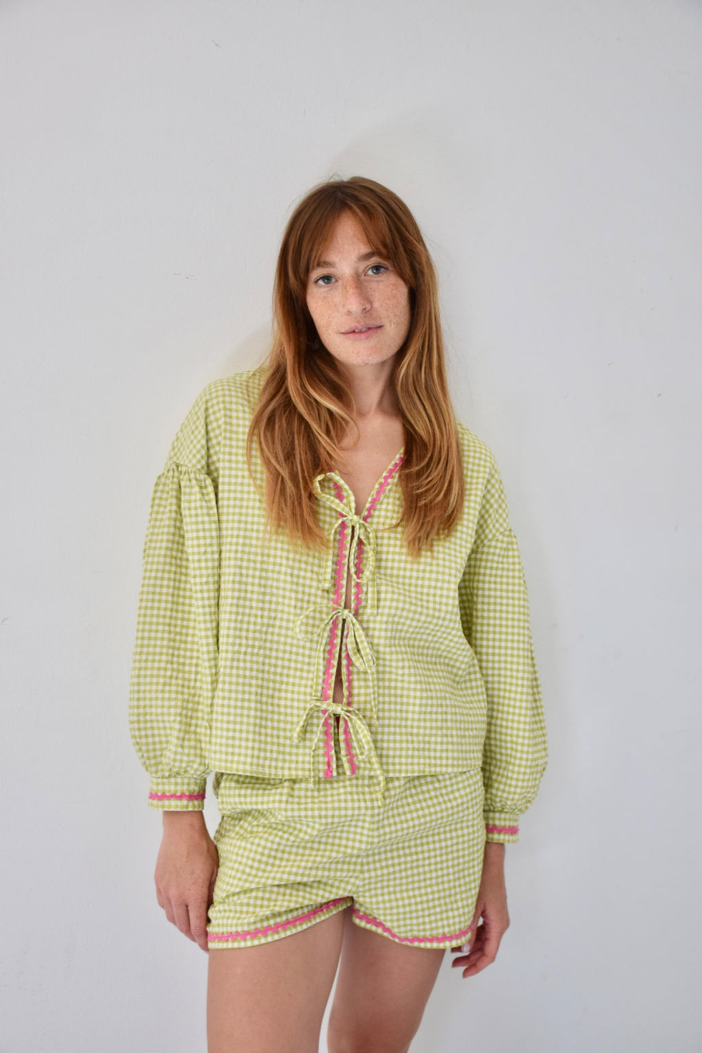 Marta Gingham Blouse Green