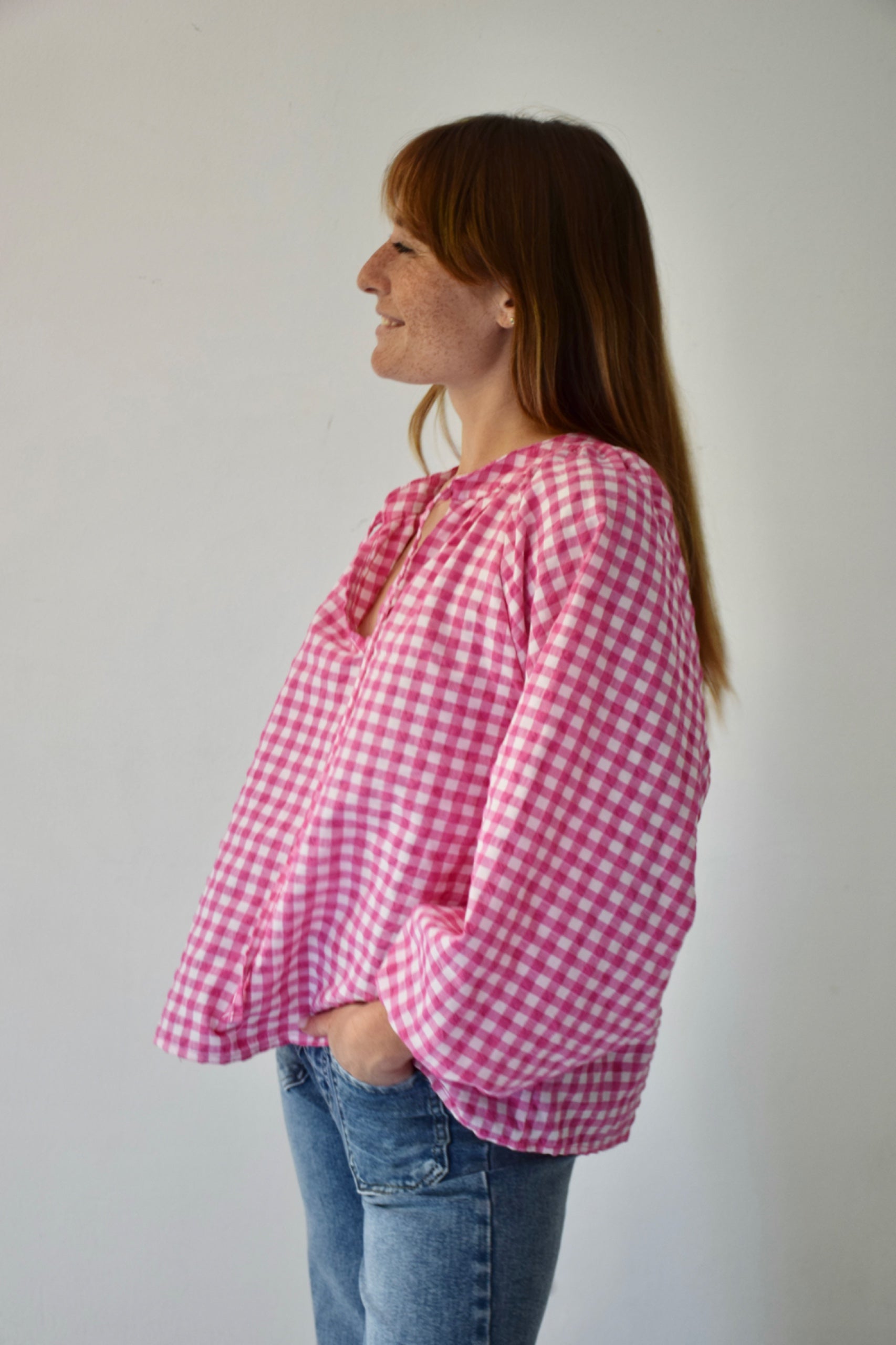 Matilde Vichy Fuchsia Blouse