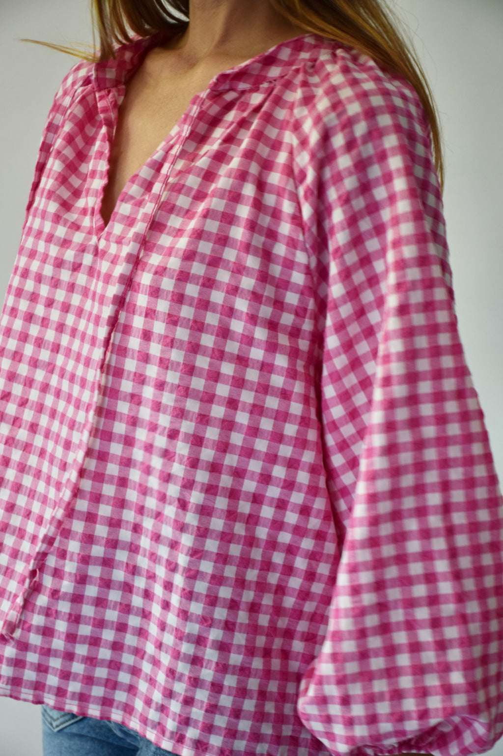 Matilde Vichy Fuchsia Blouse