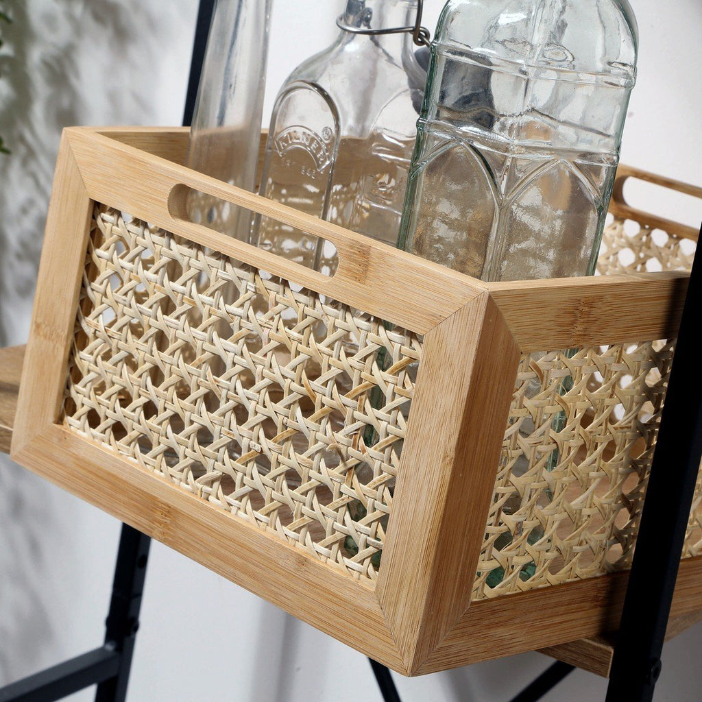 Medium Bamboo and Rattan Box - Brown