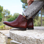 Leren boots met gesp bruin - Heren