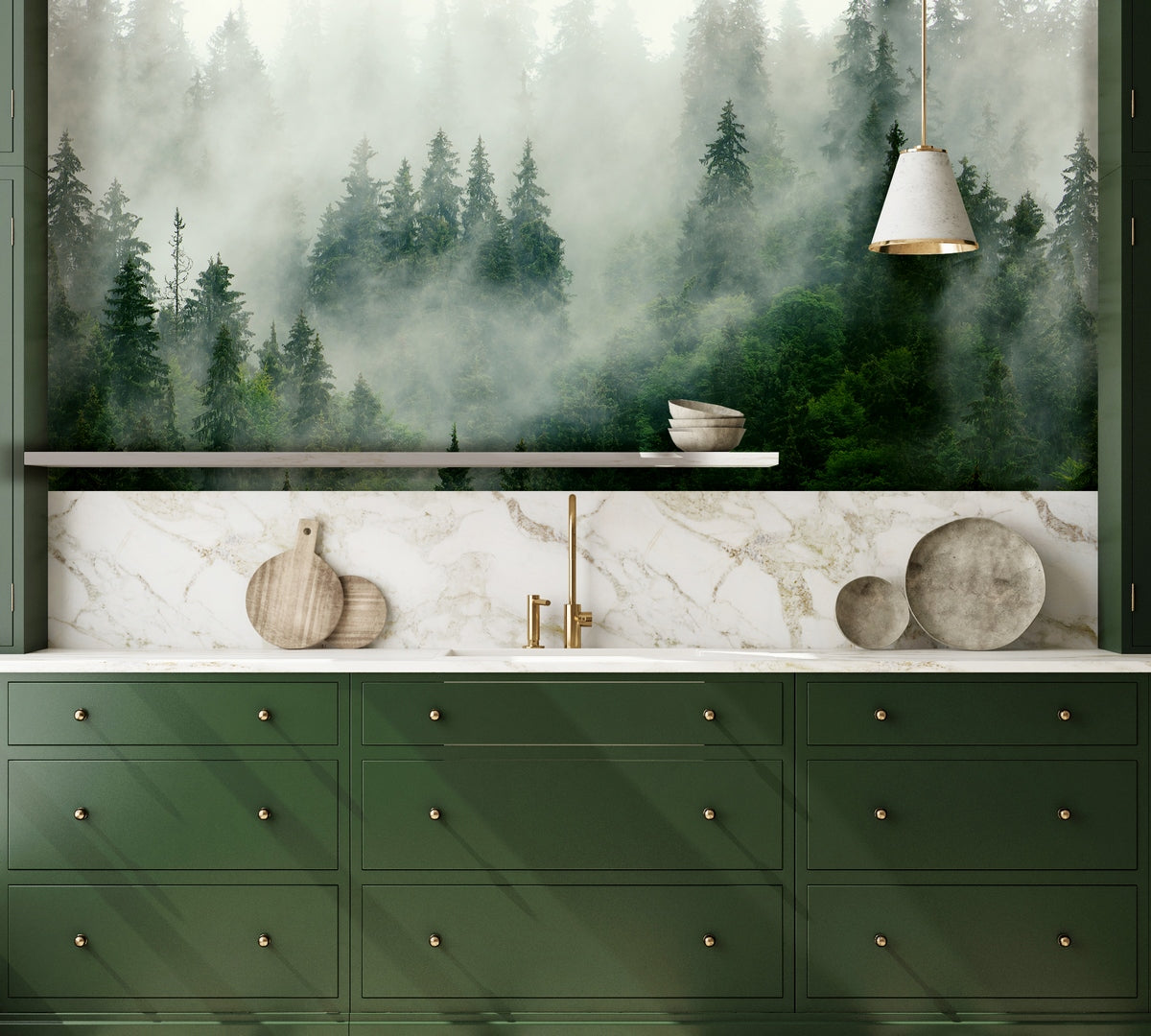 Mural Boreal Forest - Verde Chipre