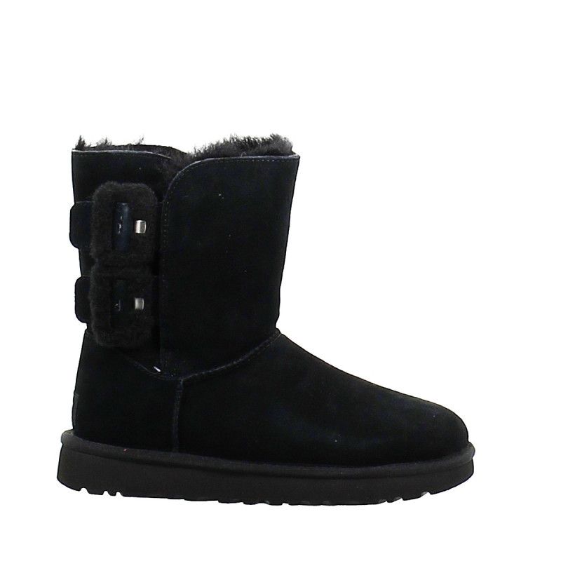 Bailey Fluff Buckle Boots - Black