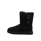 Bailey Fluff Buckle Boots - Black
