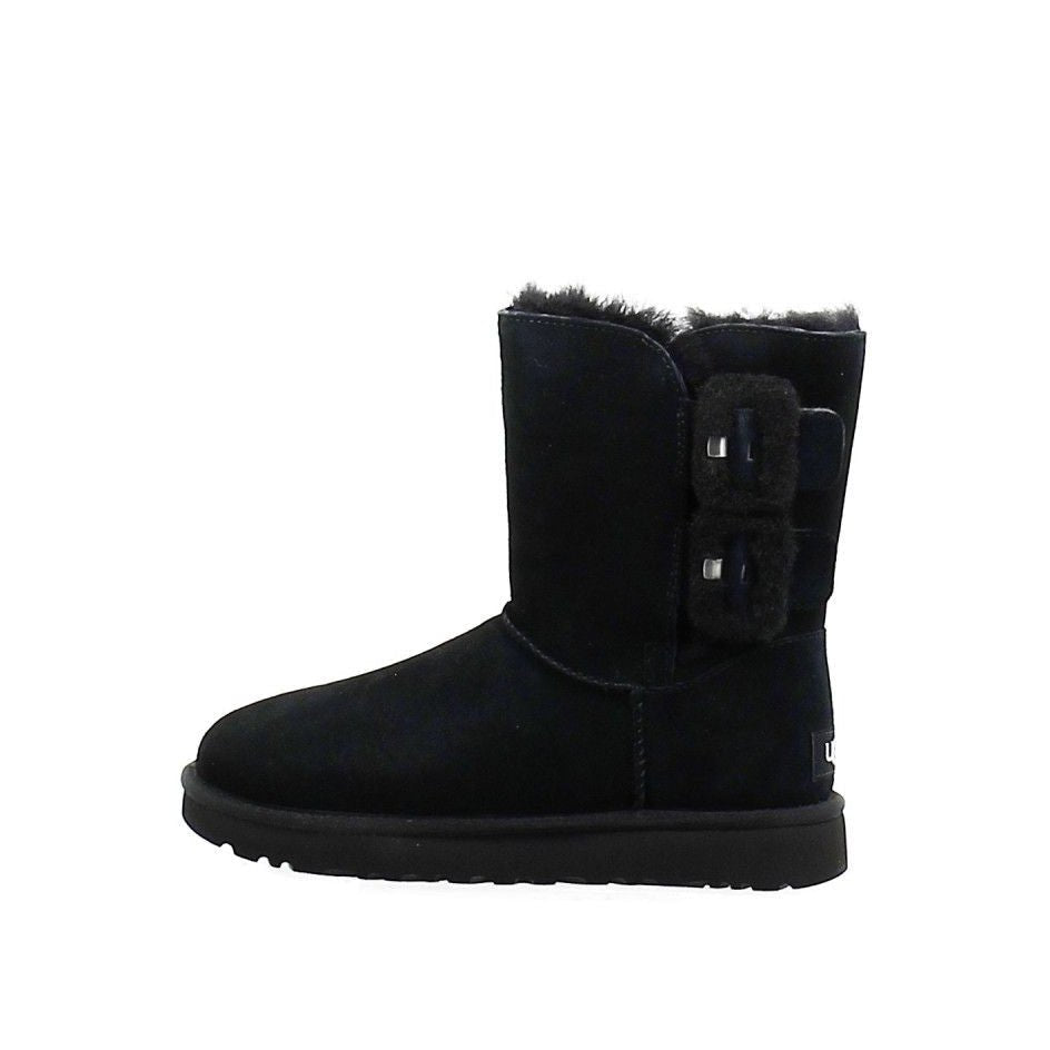 Bailey Fluff Buckle Boots - Black