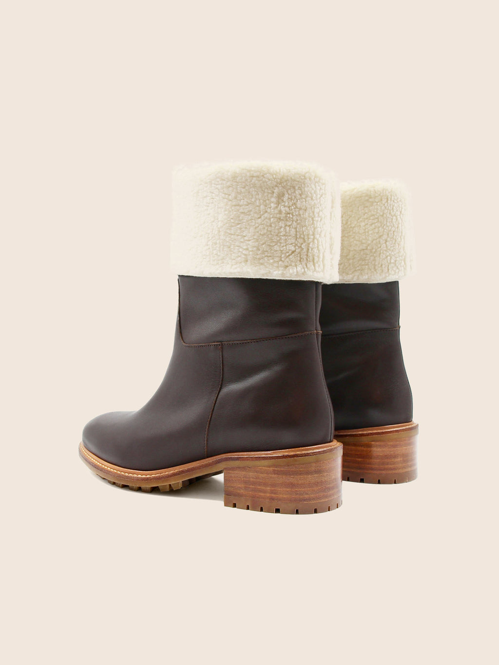 Botas Forradas Cuero Marrón - Mujer