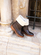 Botas Forradas Cuero Marrón - Mujer