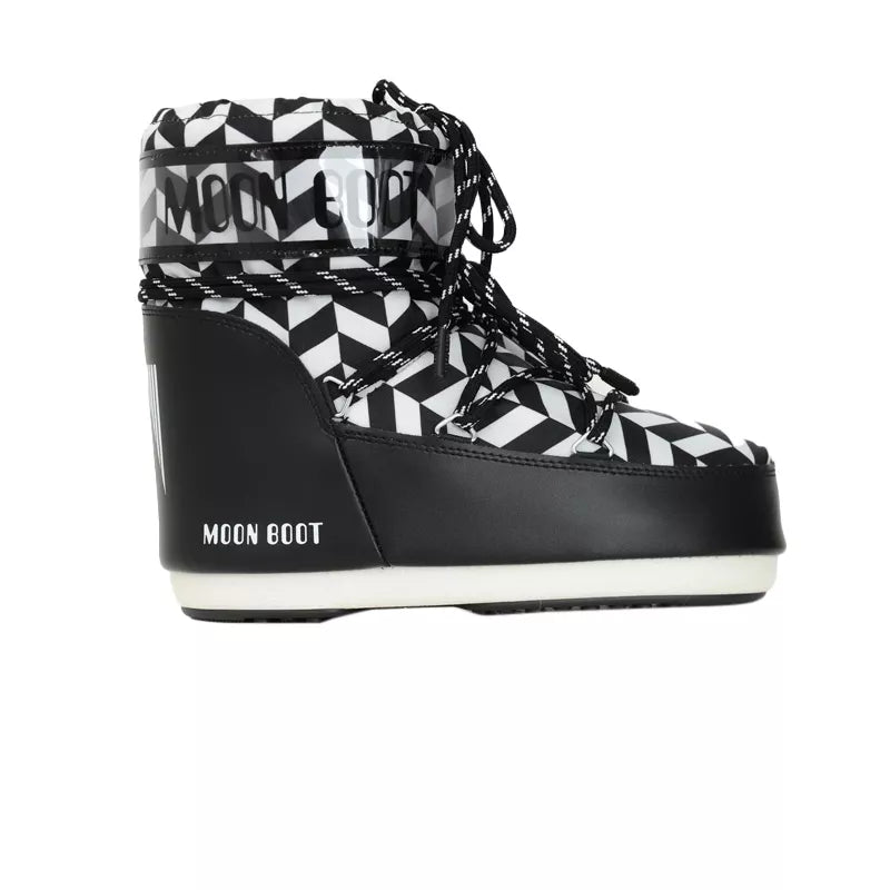 Icon Low Optical Print Ankle Boots - Black/White