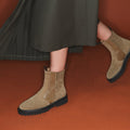 Botines Chelsea de cuero Ziggy verde oliva y gris