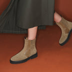 Botines Chelsea de cuero Ziggy verde oliva y gris