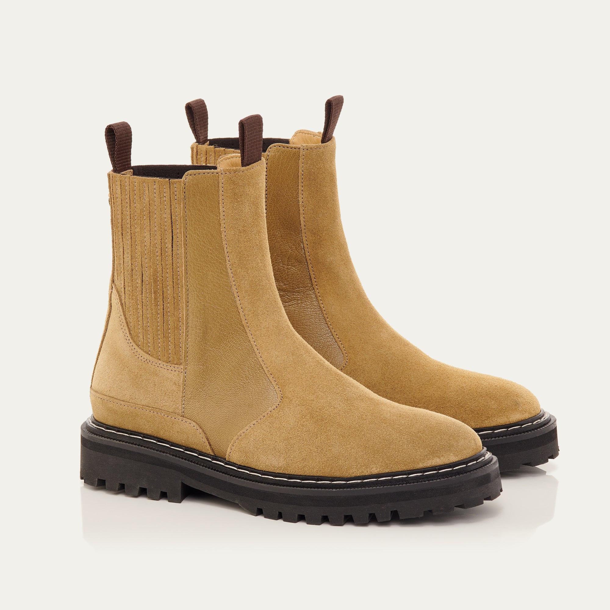 Botines Chelsea de cuero Ziggy verde oliva y gris