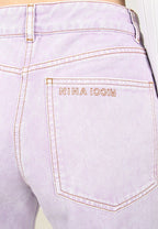 Embroidered Jeans - Lilac - Women