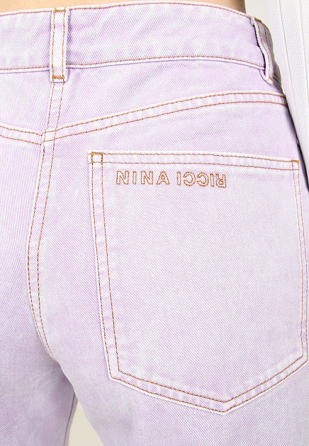 Embroidered Jeans - Lilac - Women