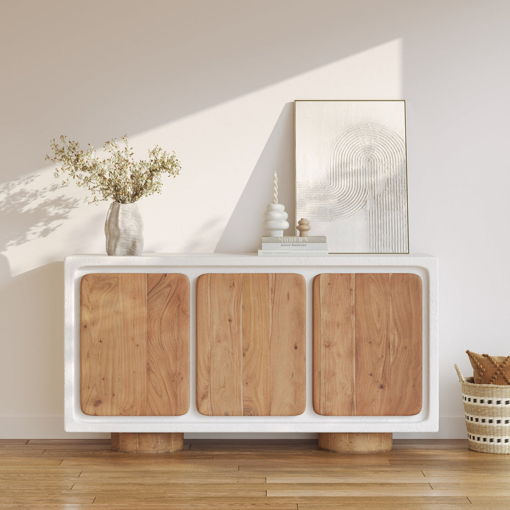 Eden - Sideboard In Off-White Concrete And Acacia Wood