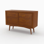 Waya - Aparador pequeño de madera de teca, 2 puertas correderas