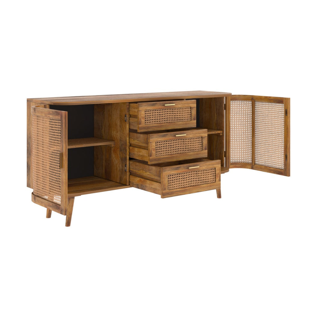 Wava - Sideboard In Mango Wood And Canework
