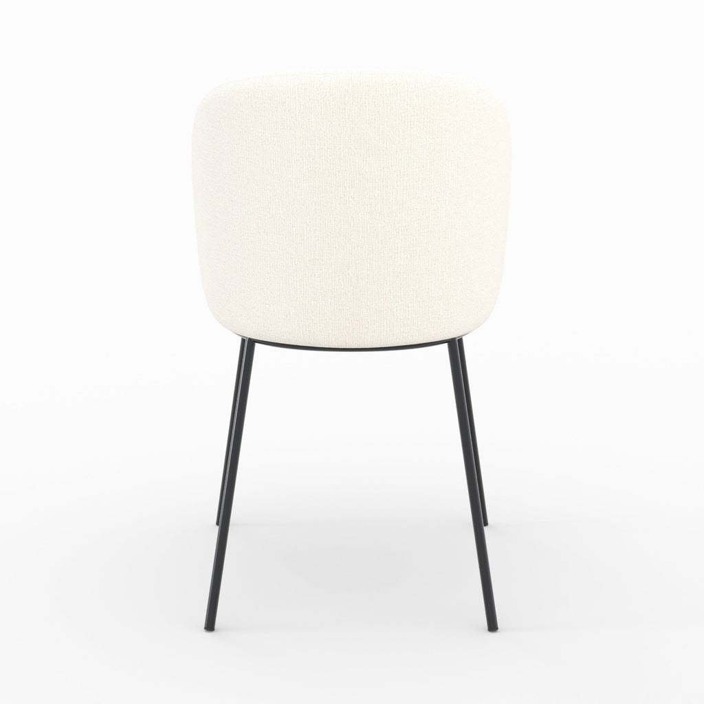 Bulle - Set of 2 Chairs in Soft White Fabric, Black Metal Legs