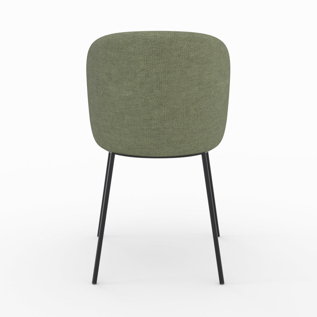 Bulle - Lot De 2 Chaises En Tissu Vert Kaki, Pieds Métal Noir