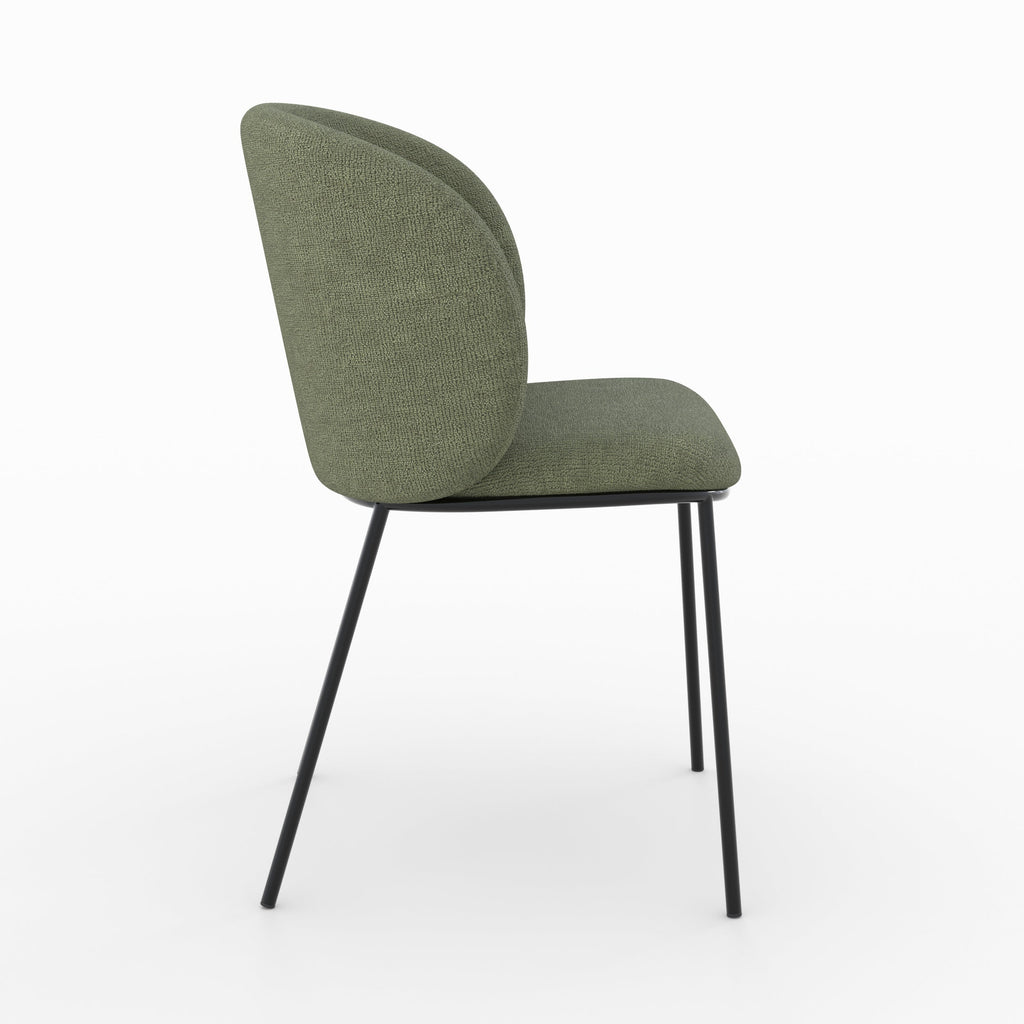 Bulle - Lot De 2 Chaises En Tissu Vert Kaki, Pieds Métal Noir