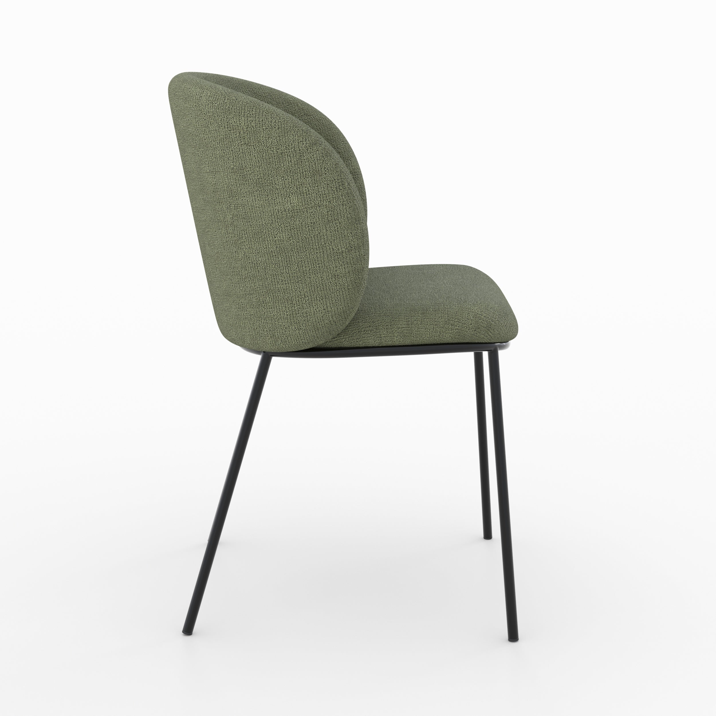 Bulle - Lot De 2 Chaises En Tissu Vert Kaki, Pieds Métal Noir