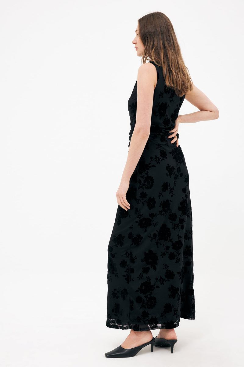 Robe Longue À Col Cheminée Burn Out Noir