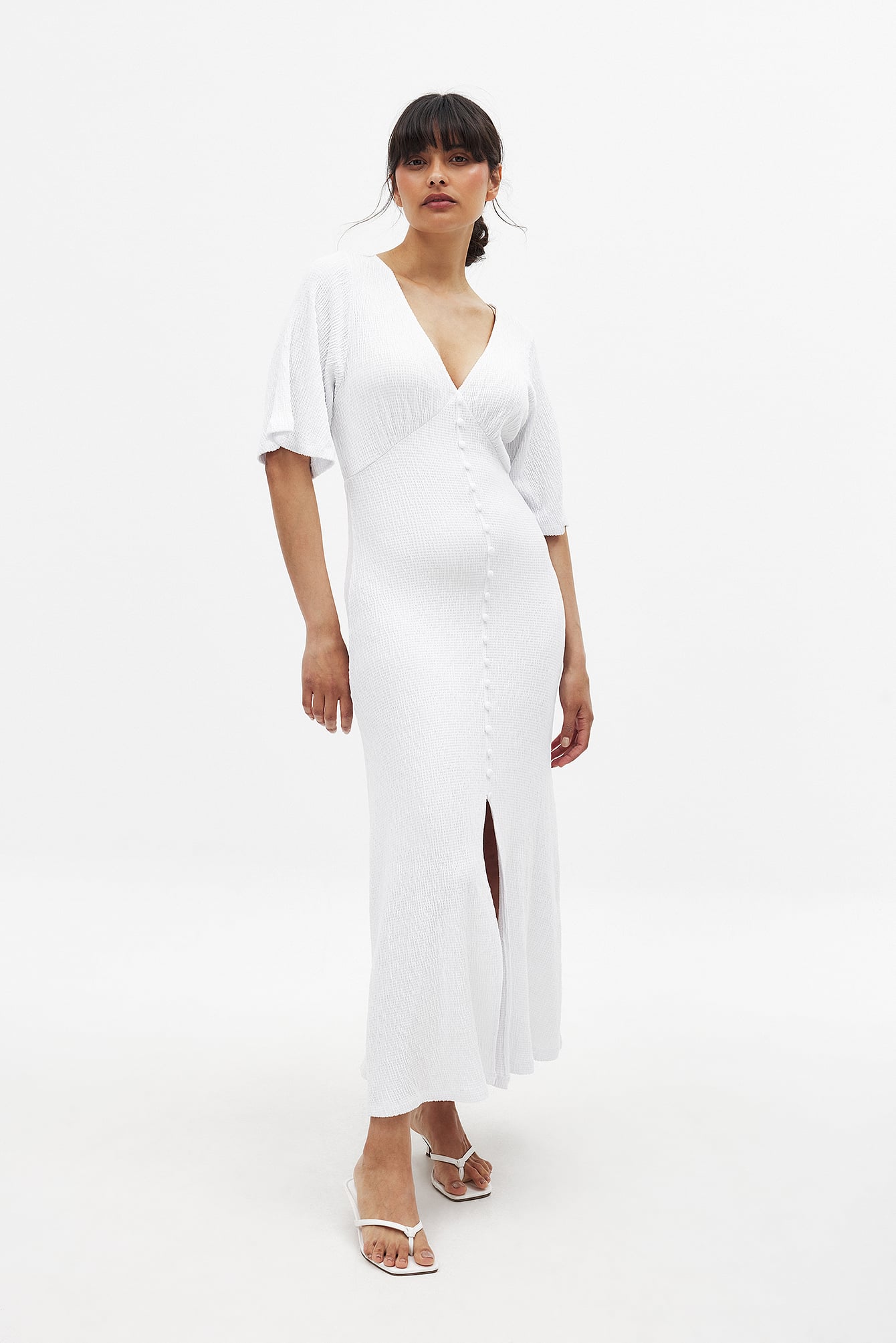 White Midi Buttoned Dress