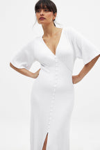 White Midi Buttoned Dress