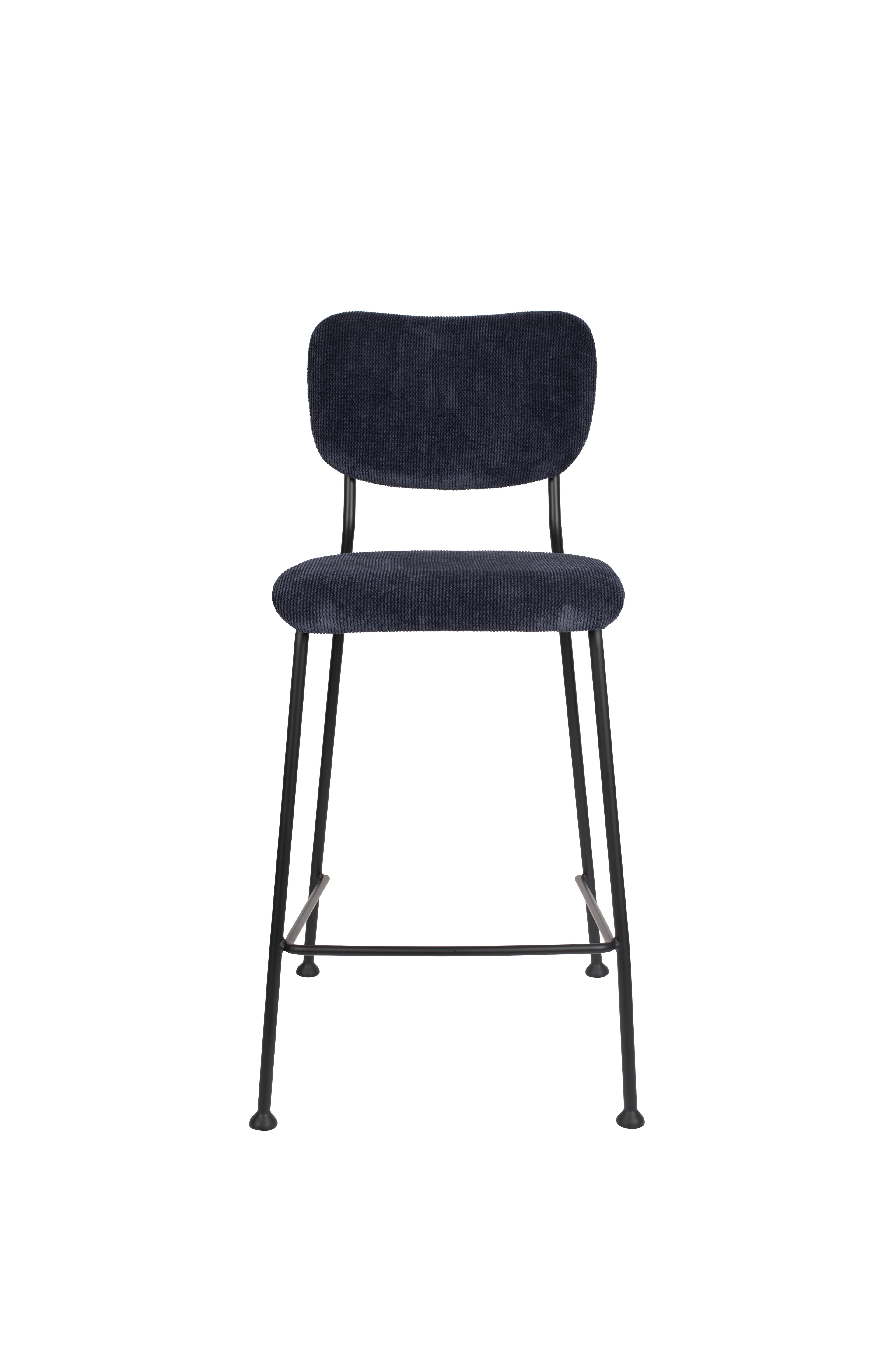 Benson 64,5 cm - Juego de 2 taburetes de bar y mostrador - Tela - Azul oscuro