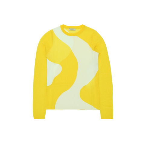 Pull Over Manches Longues - Jaune/Blanc - Femme