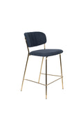 Jolien - Tabouret De Bar & De Comptoir - Tissu - Doré/Bleu Foncé