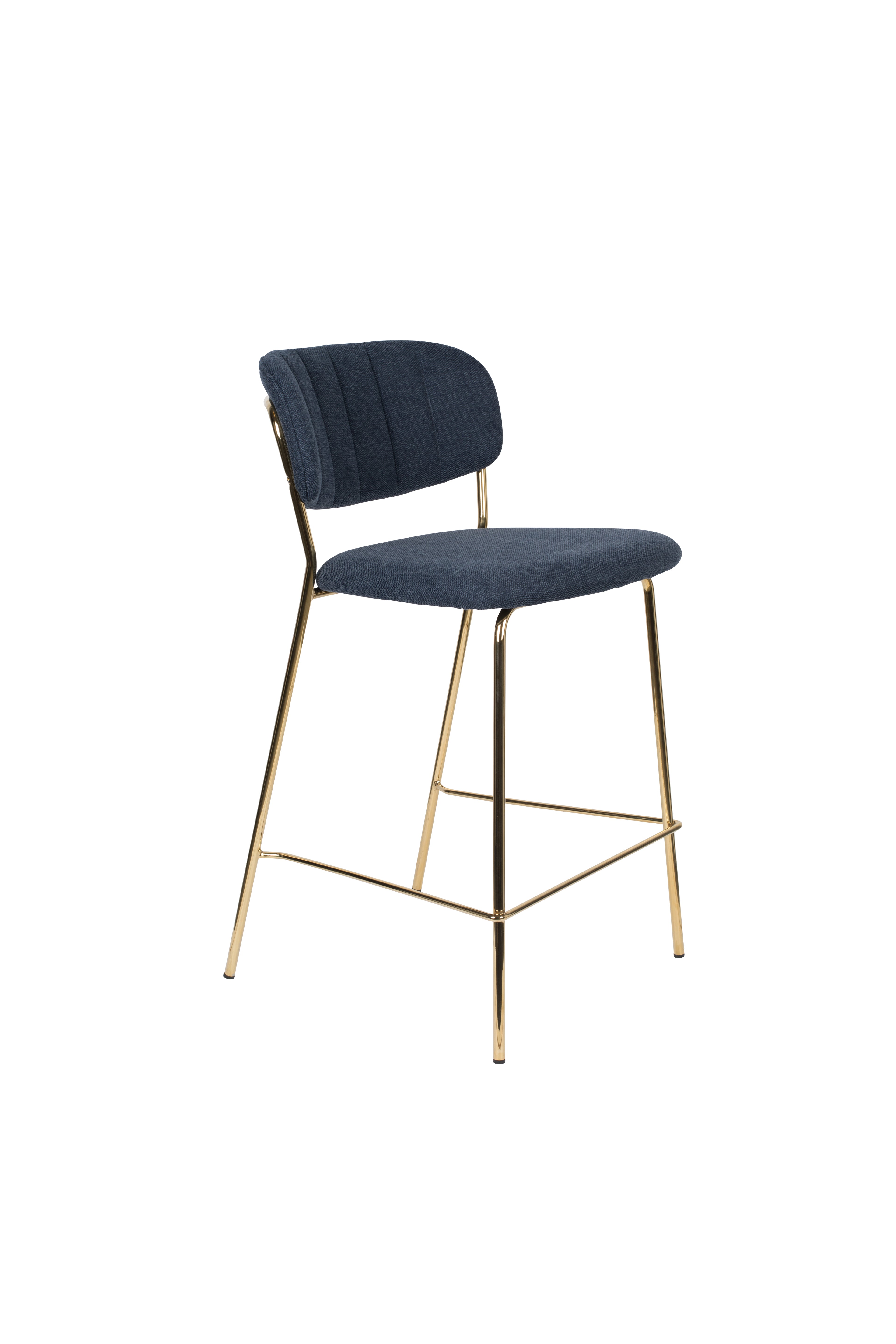 Jolien - Tabouret De Bar & De Comptoir - Tissu - Doré/Bleu Foncé