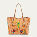 Cabas Python India Amphore et Tissu Brodé