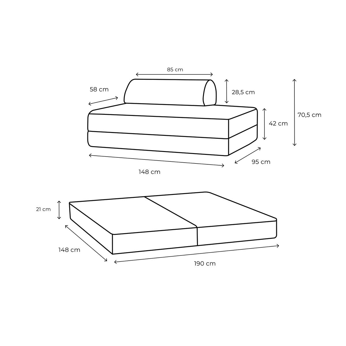 Coco Straight Sofa - 2-Seater - Tweed