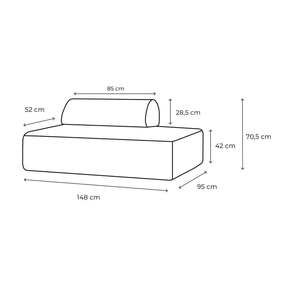 Canapé 2 Places Modulable - Tissu Extérieur À Rayures - Blanc Et Beige