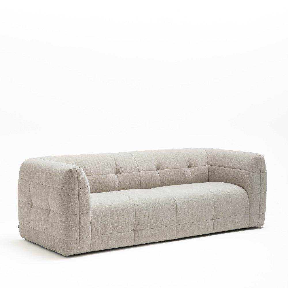 Naos - Straight 3-Seater Sofa with Quilted Effect - Fabric - Natural