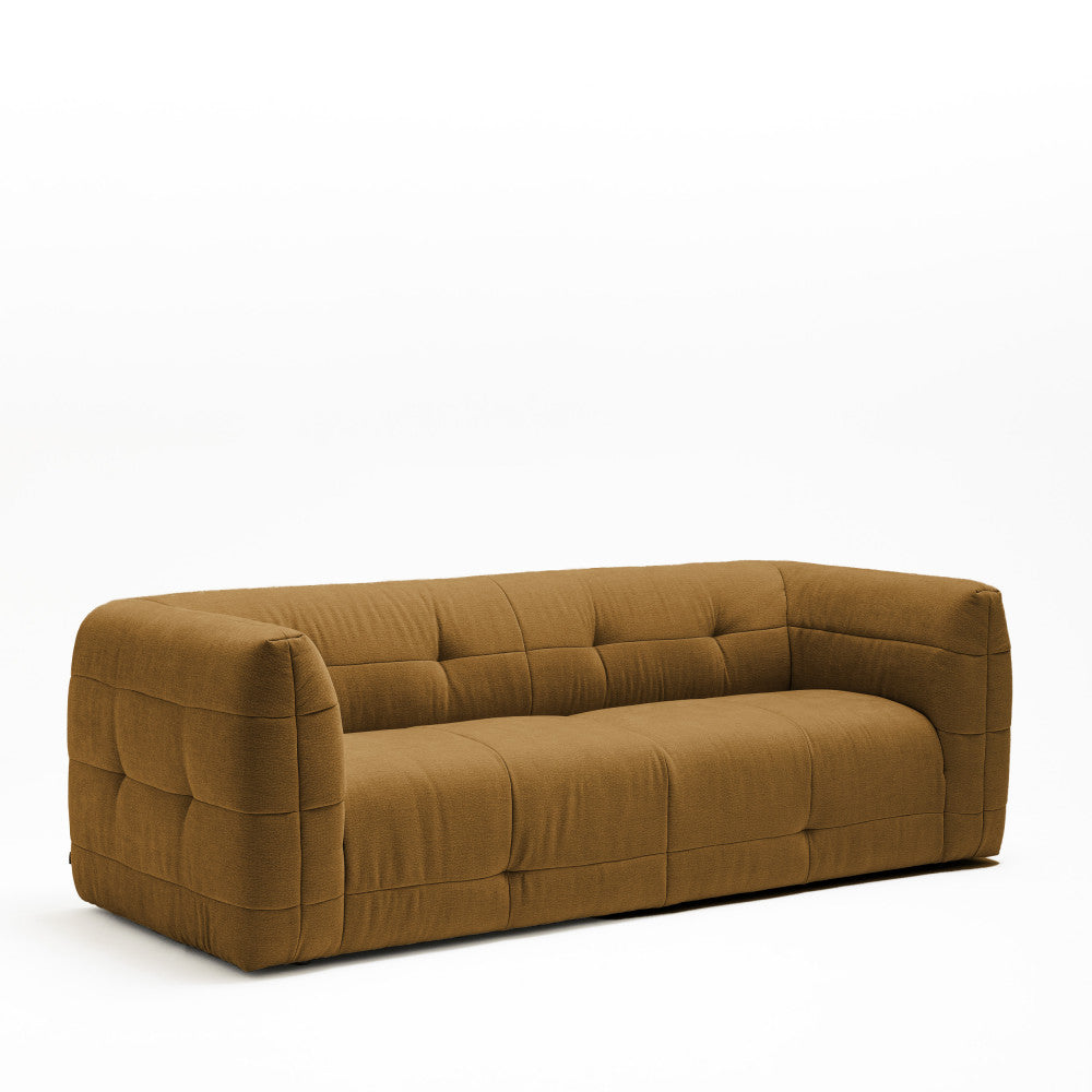 Naos - 3-Seater Straight Sofa with Quilted Effect - Fabric - Bronze