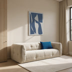 Naos - Straight 3-Seater Sofa with Quilted Effect - Fabric - Natural