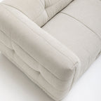 Naos - Straight 3-Seater Sofa with Quilted Effect - Fabric - Natural