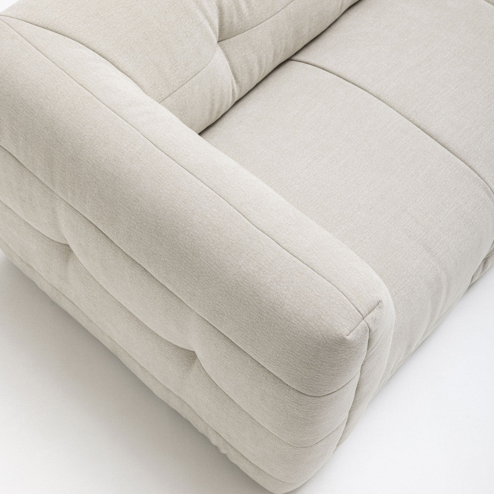 Naos - Straight 3-Seater Sofa with Quilted Effect - Fabric - Natural