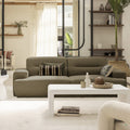 Stune - 4-Seater Straight Sofa with Wide Armrests - Fabric - Khaki Green