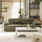 Stune - 4-Seater Straight Sofa with Wide Armrests - Fabric - Khaki Green