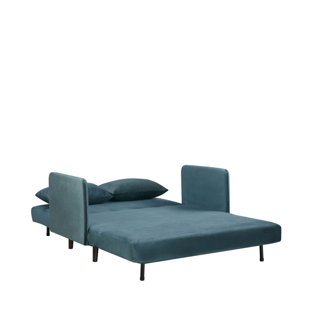 Belushi - Sofá cama de 2 plazas - Terciopelo - Azul pato
