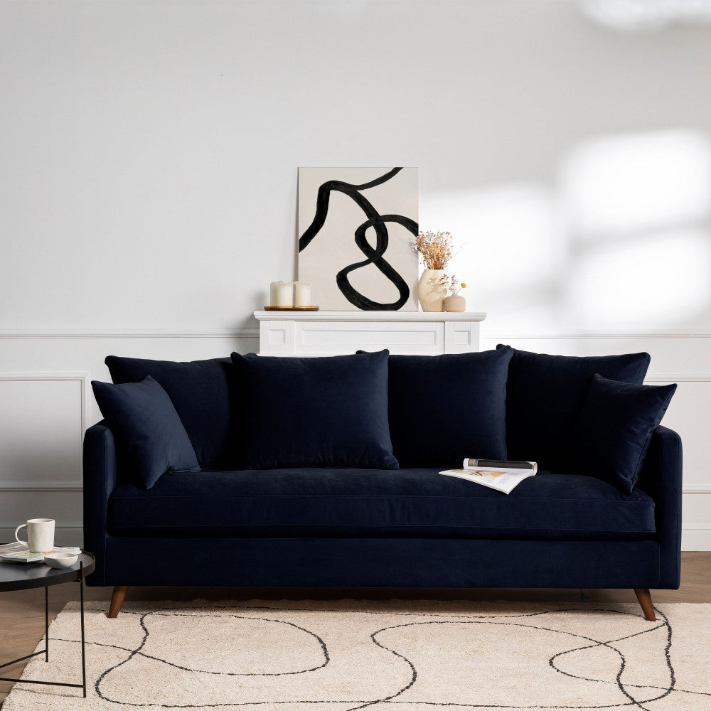 Villabon - 4-Seater Sofa Bed - Velvet - Navy Blue