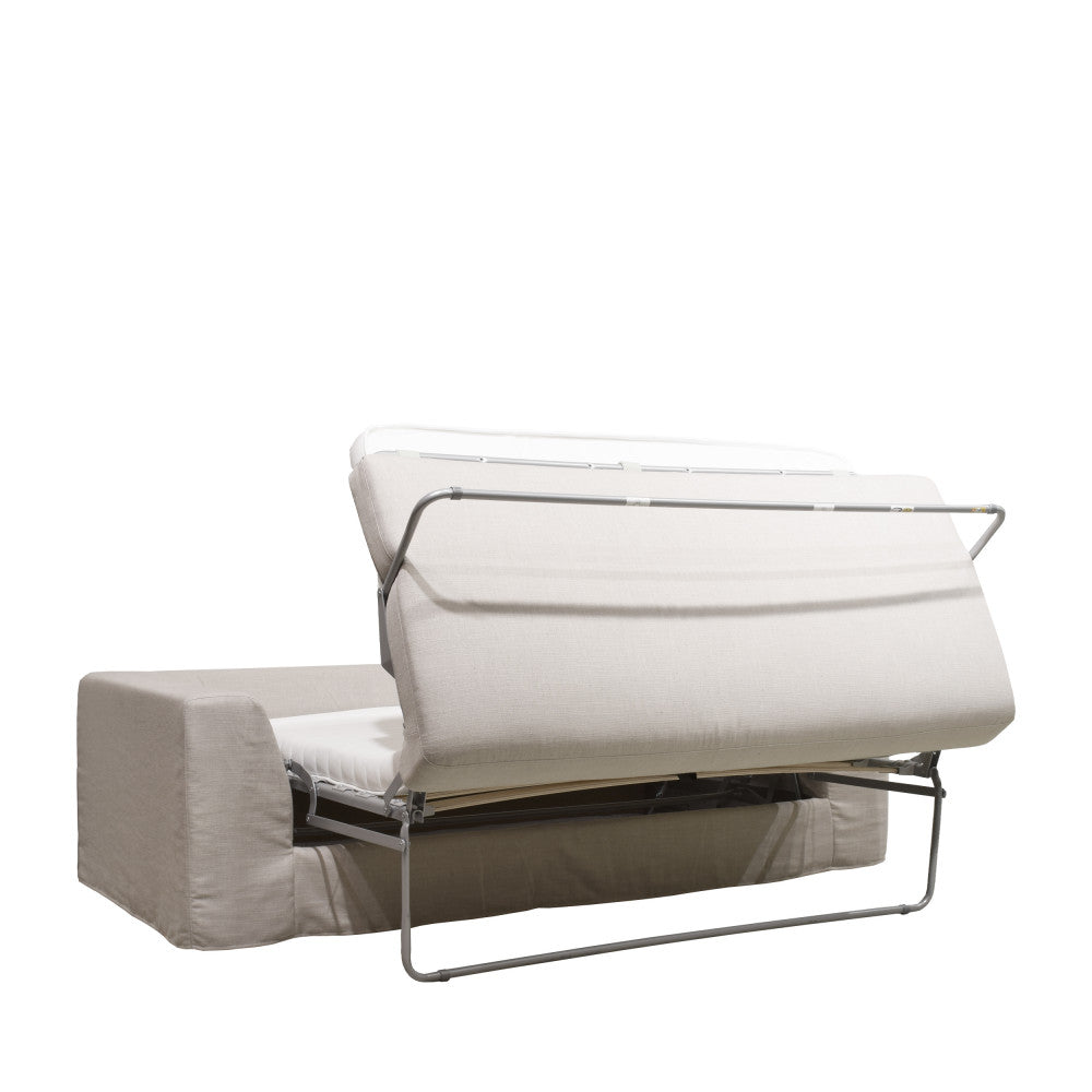Amany - Fully Removable-Cover 3-Seater Sofa Bed - Fabric - Natural