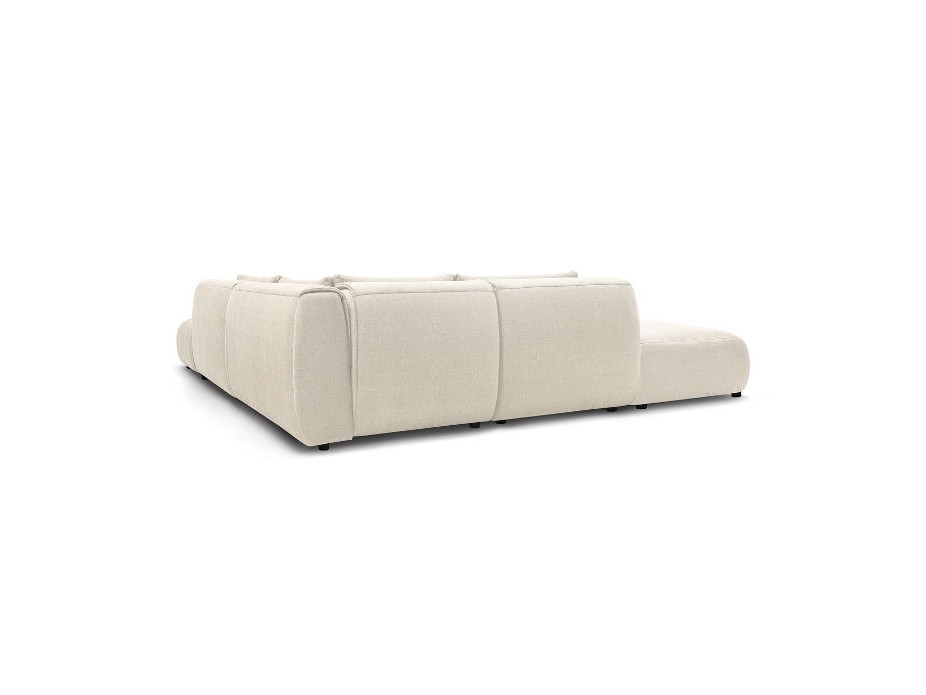 Jeanne - Canapé D'Angle Fixe Modulable - Tissu Velours Avec 2 Chauffeuses, 1 Angle Et 2 Poufs