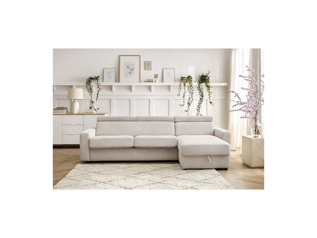 Canapé D'Angle Réversible Convertible Coffre - 140x190 - Monaco - Velours Côtelé
