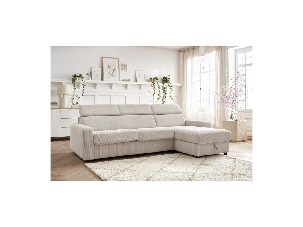 Canapé D'Angle Réversible Convertible Coffre - 140x190 - Monaco - Velours Côtelé