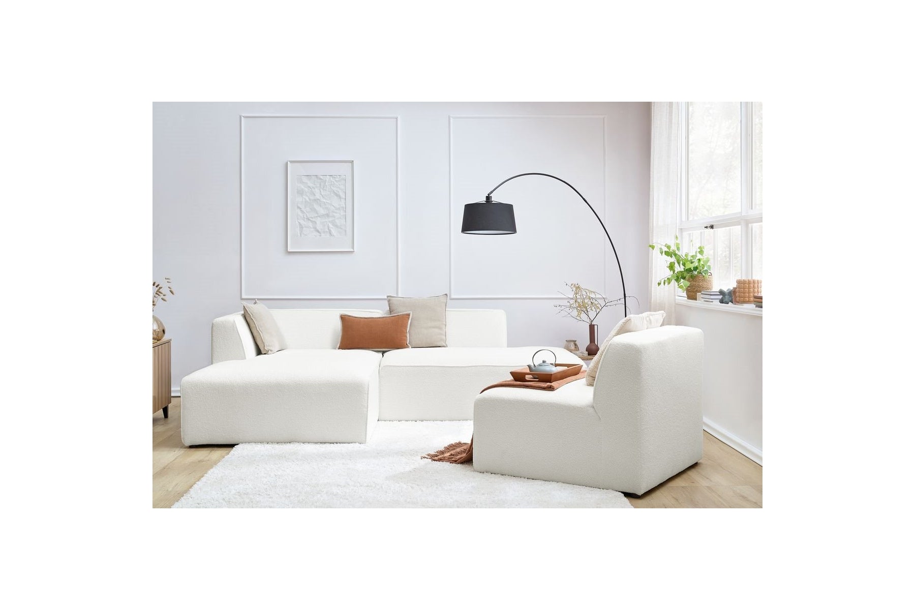 Megeve - Fixed Corner Sofa - Bouclé Fabric - Left Corner